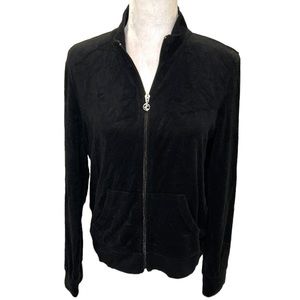 Juicy Couture Vintage Pitch Black Terry Cloth Mockneck Zip Front Jacket - XL